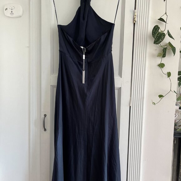 NWT Marissa Satin Halter Neck Midi Dress / Midnight Navy - Picture 3 of 6